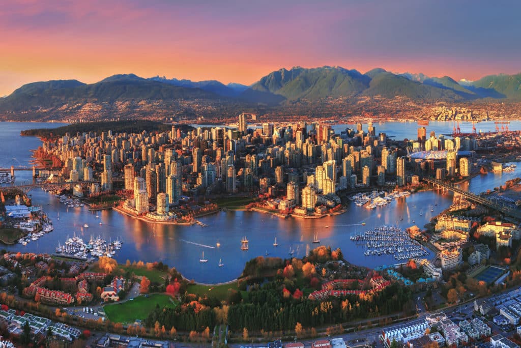 Aerial Sunset Vancouver